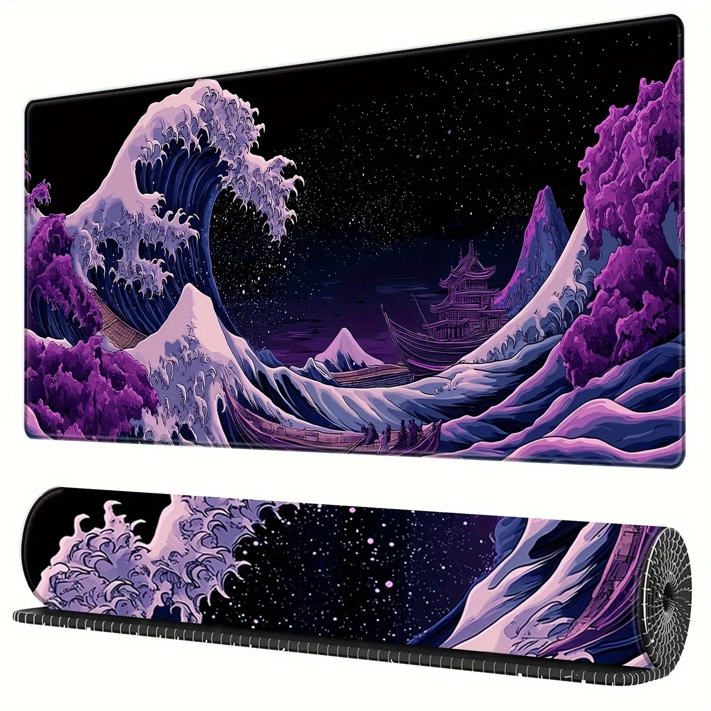 Japanese Cherry Blossom Wave Mouse Pad Purple Gaming XL Home New HD Mousepad XXL Non-Slip Office Keyboard Carpet Laptop Mice Mat