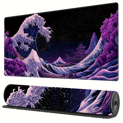 Japanese Cherry Blossom Wave Mouse Pad Purple Gaming XL Home New HD Mousepad XXL Non-Slip Office Keyboard Carpet Laptop Mice Mat