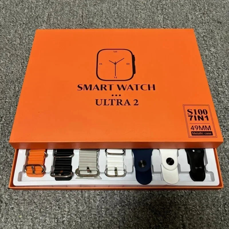 2025 New Smartwatch S100 Ultra 7 Watch Straps 2.2HD Amoled Circular Screen Monitoring Reloj inteligente with Protective Case