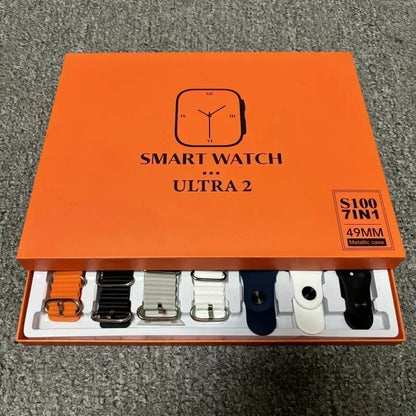 2025 New Smartwatch S100 Ultra 7 Watch Straps 2.2HD Amoled Circular Screen Monitoring Reloj inteligente with Protective Case