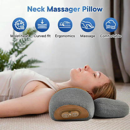 3-in-1 Neck Massager Pillow, Neck Massager for Deep Tissue, Massage Pillow with Heat, Vibration & Airbag Traction