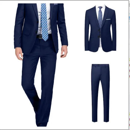 Business Casual Men's Two-Piece Suit Set Wedding Groomsmen Pure Color Formal Wear Spring Summer Autumn Winter New Arrival