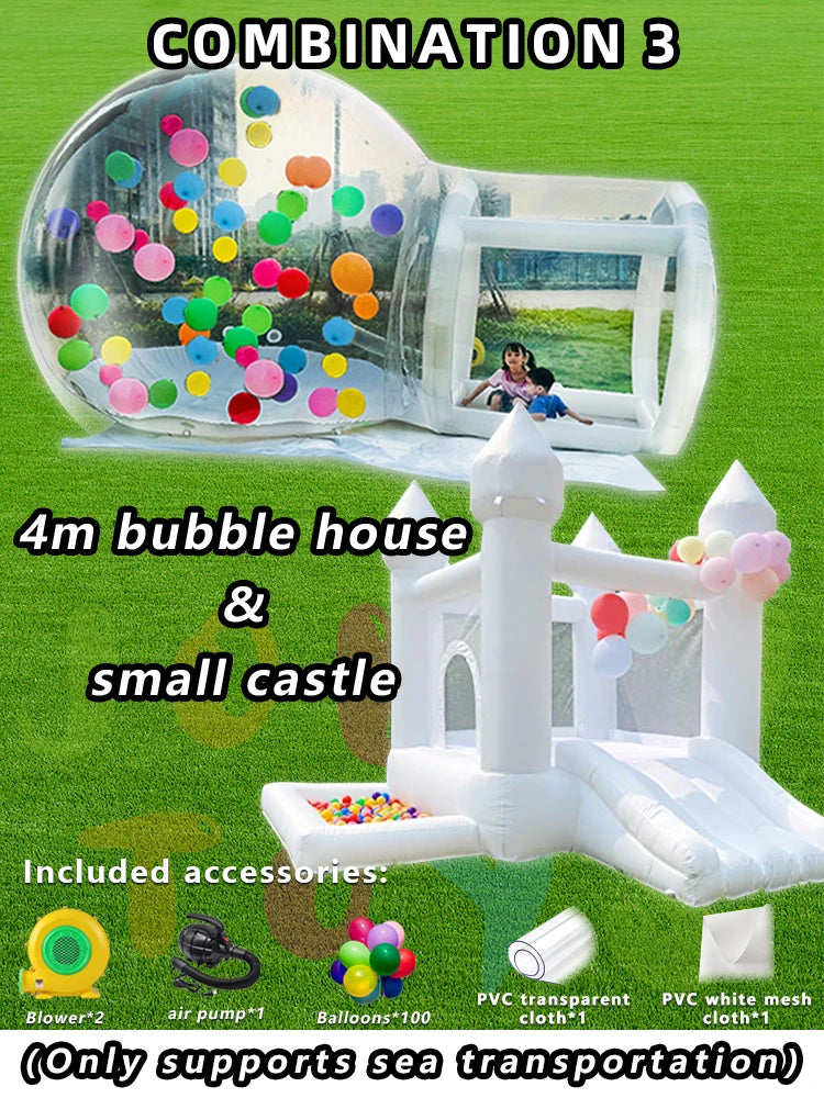 JOLLY TOYS Balloon Inflatable Bubble House with Trampoline and Transparent Dome PVC Material with Blower for Children Birthday