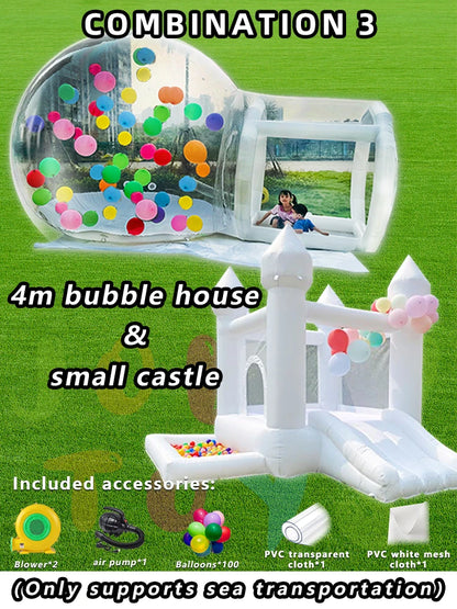 JOLLY TOYS Balloon Inflatable Bubble House with Trampoline and Transparent Dome PVC Material with Blower for Children Birthday