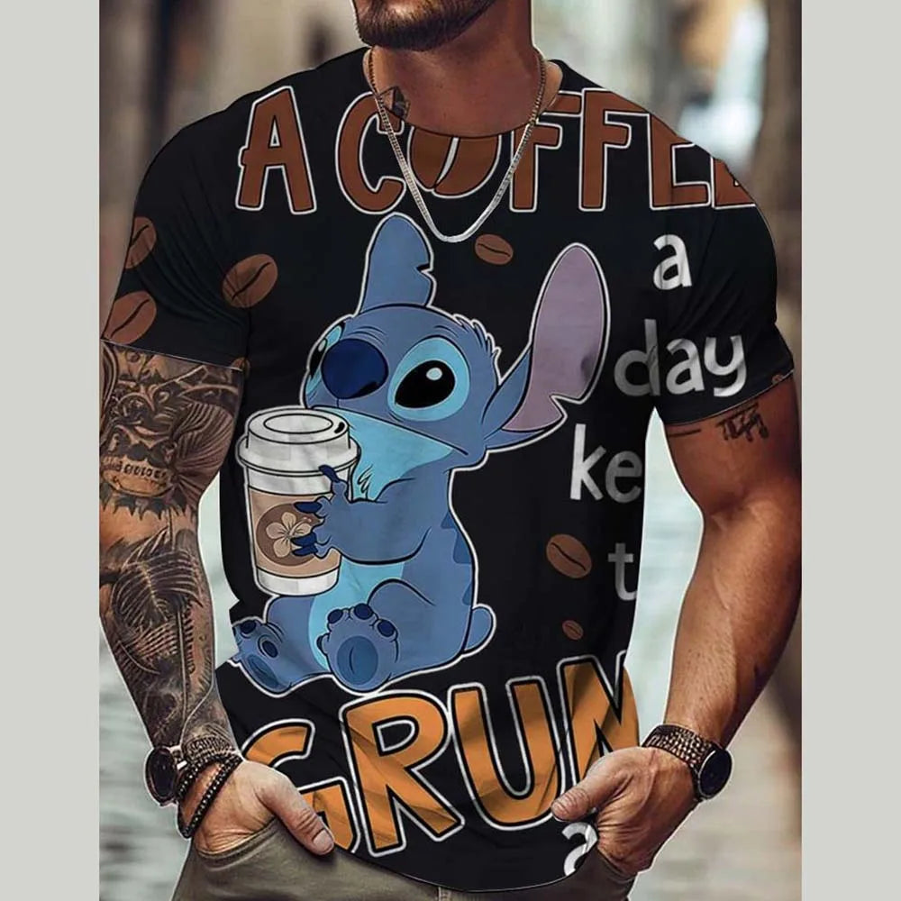 Disney Lilo Stitch 3D Printed T-shirts for Men and Women O-neck Short Sleeve Casual T-shirts Boys Girls Street Fashion Summer