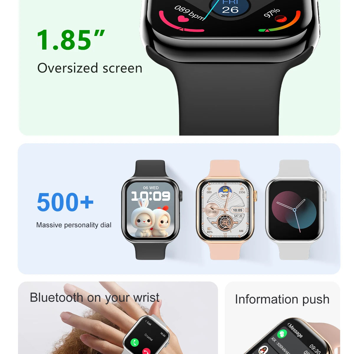 2025 New for Watch 10 Smart Watch Men HD AMOLED Music 3D Surround Health monitoring Bluetooth Call Waterproof Woman smart watchs