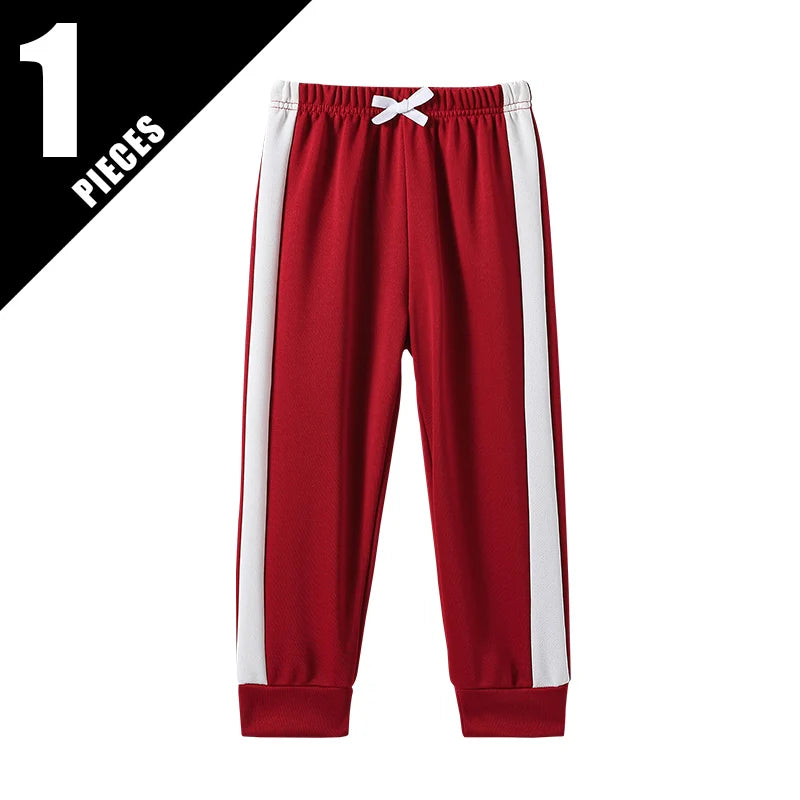 1/3 Piece Autumn And Winter Thin Children's Solid Color Splicing Casual Sports Sweatpants For Boys And Girls Fashionable Pants