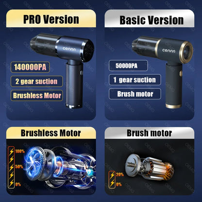 CENRR 140000PA Car Vacuum Cleaner Mini Portable Powerful Strong Suction Handheld Blower for Home Appliance Car Wireless Cleaner