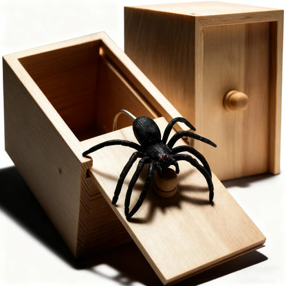 Trick Spider prank Funny Scare Box Wooden Hidden Box Quality Prank Wooden Scare Box Fun Game Prank Trick Friend Office Toys
