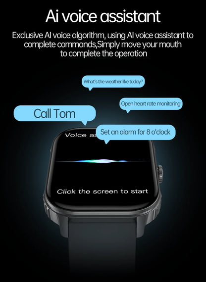 2025 new smart watch 1000MAH 2.04 inch ultra HD screen all day health heart rate detection 70+ sports IP68 waterproof BT call
