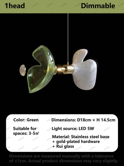 BOSSEN Light Luxury Dimmable Green Crystal Glass Chandelier Pendant Light White Gold Stainless Steel for Living Room decor