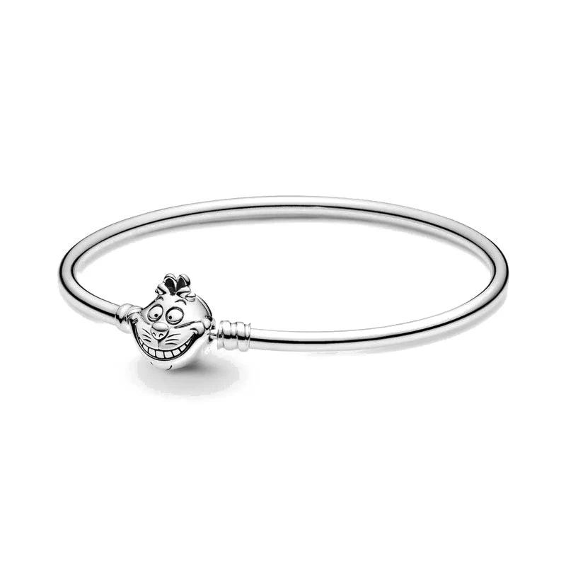 2025 New Disney Mickey Mouse Spider Man Heart Clip Original 925 Silver Plated Bracelet Love Buckle Bead Decoration DIY Women's