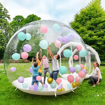 JOLLY TOYS Balloon Inflatable Bubble House with Trampoline and Transparent Dome PVC Material with Blower for Children Birthday