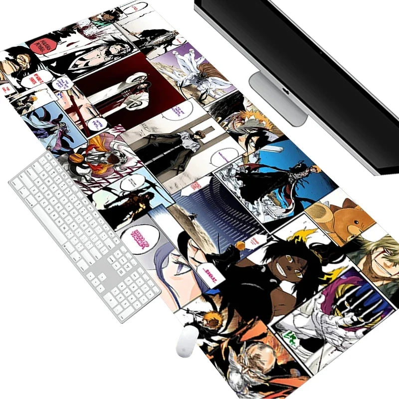 White Mouse Pad Anime Large Mousepad Bleach Manga Panel Laptop Office Shounen Rubber Soft Table Mat Pc Gaming Non-Slip Carpet