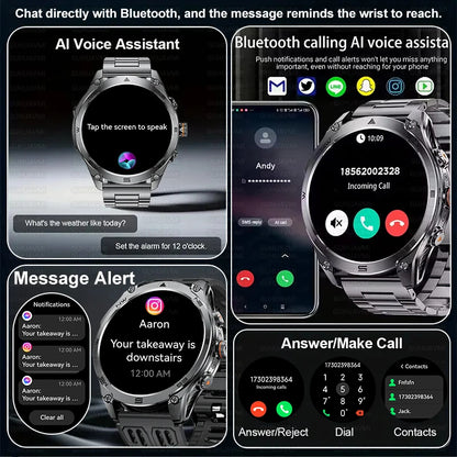 2026 New Military Smart Watch 1000Mah Battery GPS trace Compass 10ATM Waterproof Tactics Sport Flashlight call Smart Watch Men