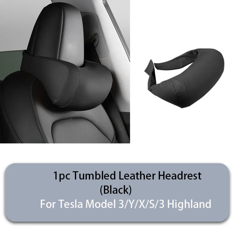GDBCHZDM Seat Headrest Travel Rest Neck Pillow For Tesla Model 3/Y/X/S suede  Neck Pillow Memory Foam Pillows Car Accessories