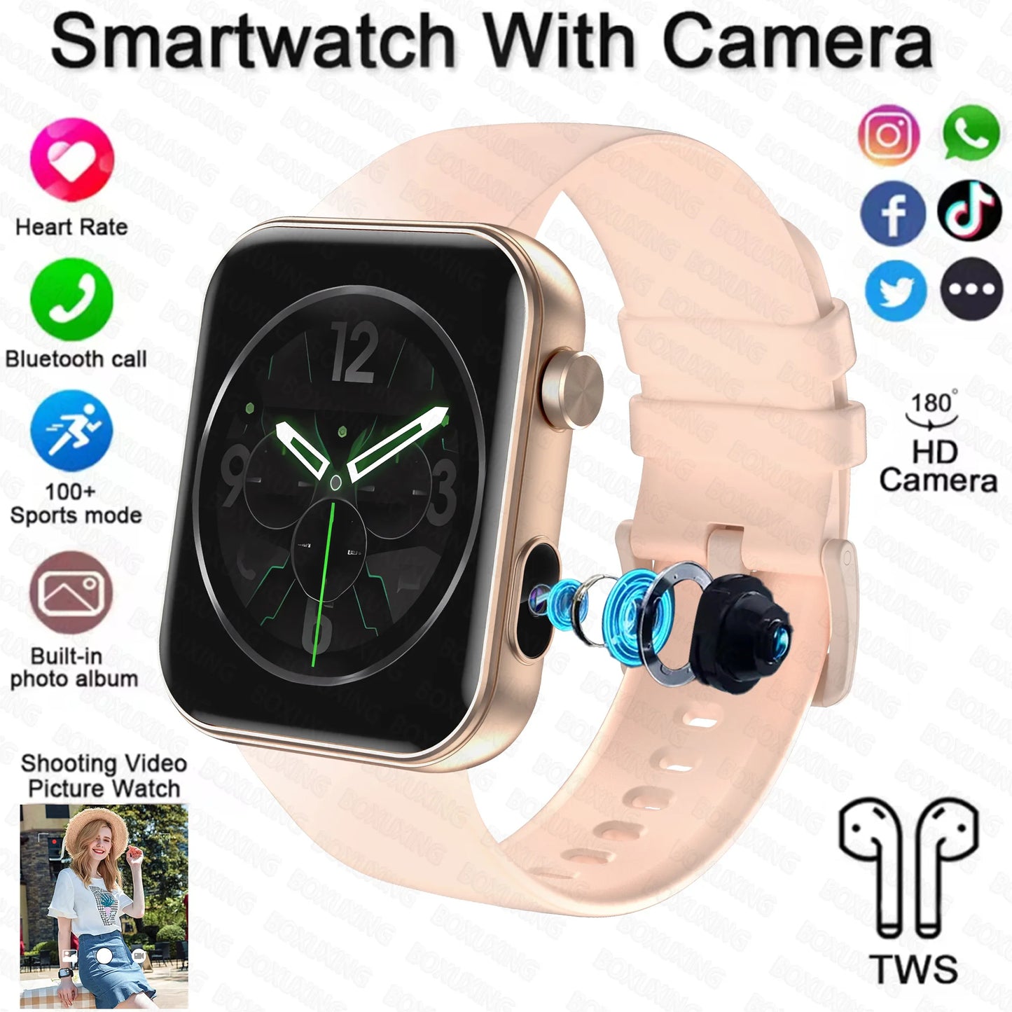 Smart Watch Women Men sound recording Camera Take Photo Record Video Watches Sport Waterproof Bluetooth Call Smartwatch 2025 New