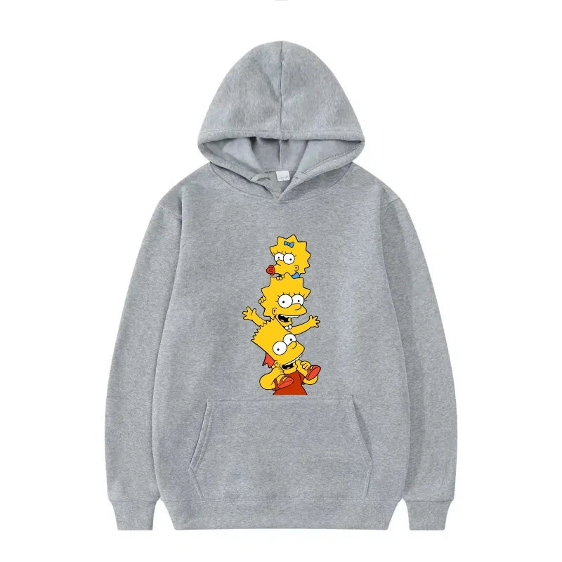 Disney The Simpsons Funny Pattern Casual Hooded Tops Men Woman Loose Comfortable Winter Black Sports Pullovers Fashion Clothing