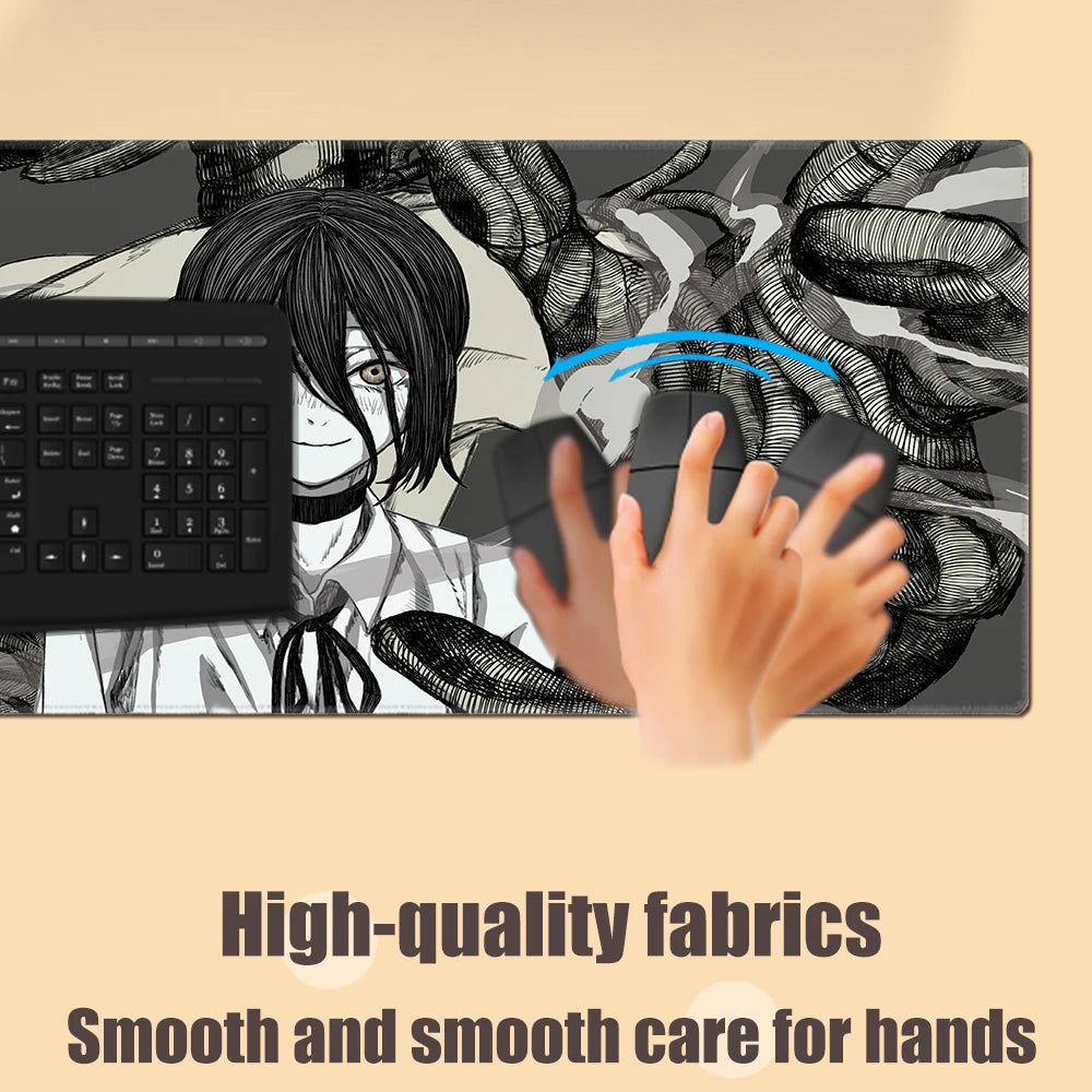 Chainsaw Man Anime Reze Arc Mouse Pad Large Desk Mat Keyboard Ergonomic Office Rubber PC Non-slip Anti-fray Home Custom 90x40cm