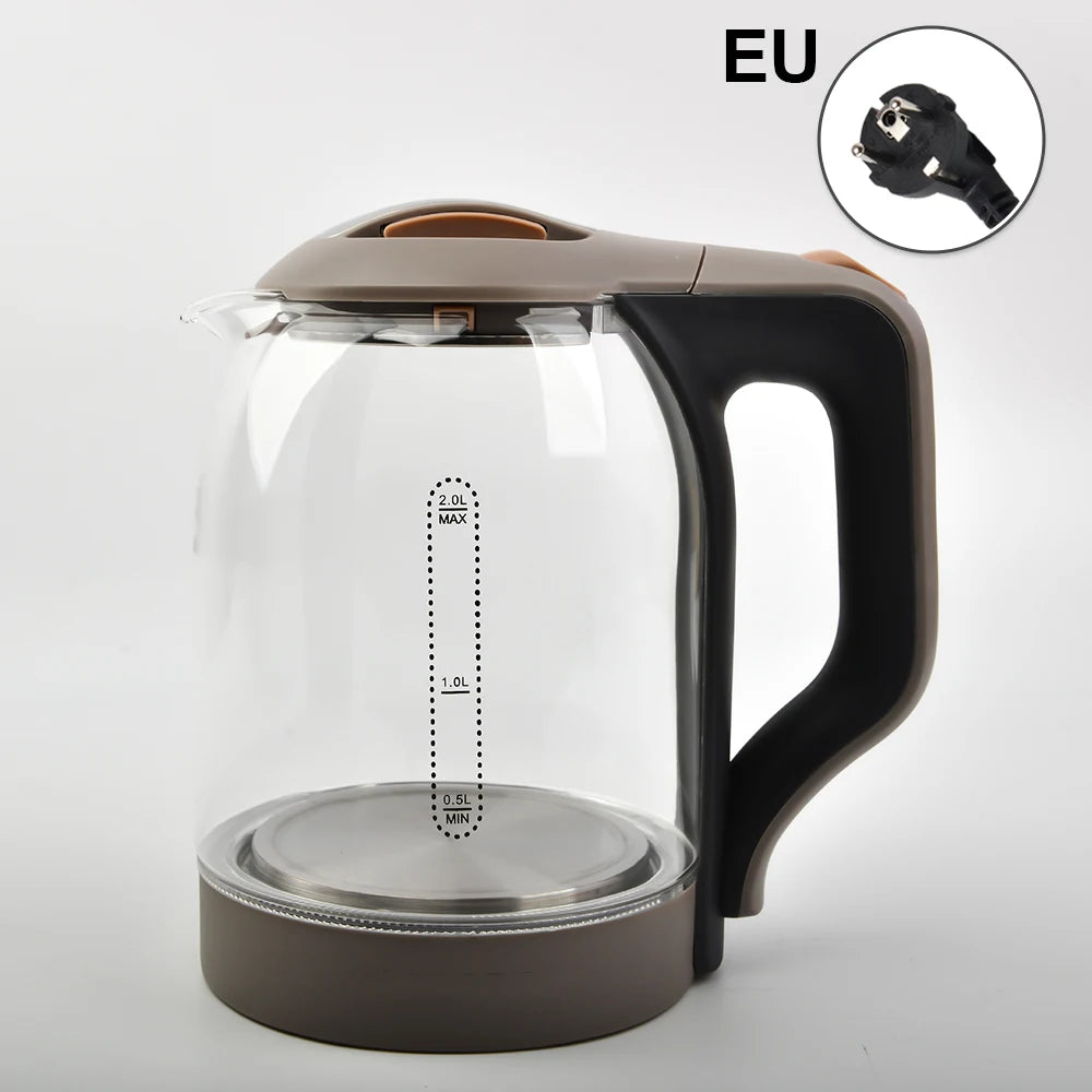 2.0L Electric Glass Kettle Fast Boil Auto Shut Off Dry Boil Protection Borosilicate Glass  Kitchen Appliance for Home