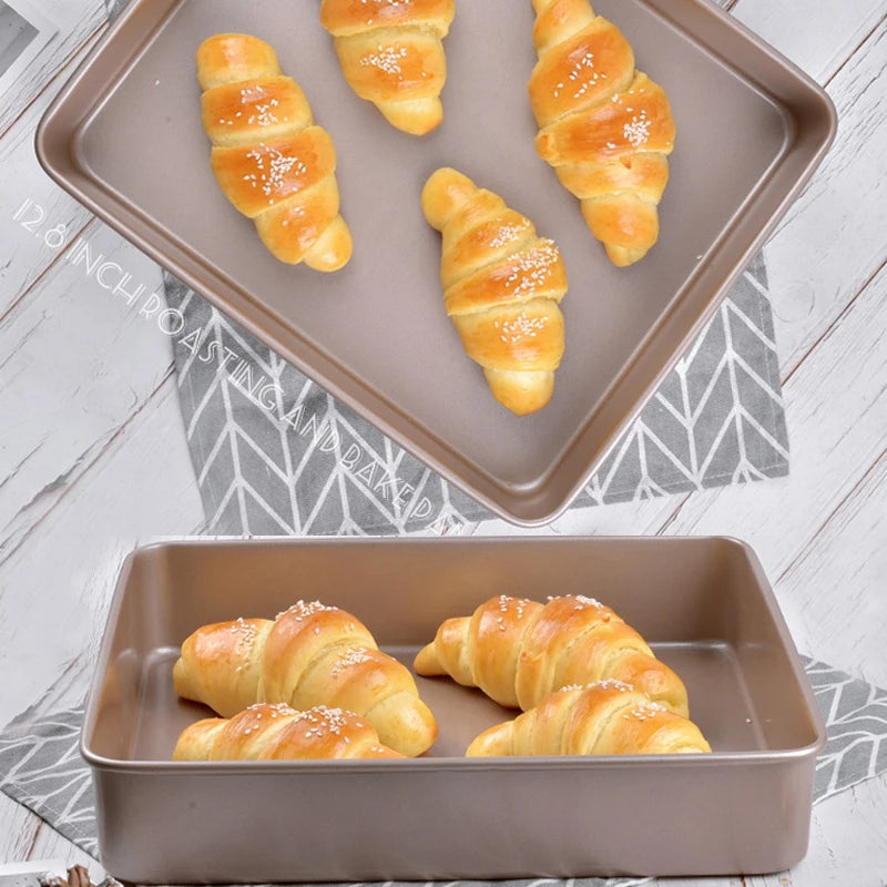 12.8 Inch Deep Square Cake Tin Bread Buns Cookie Baking Sheet Tray Pan Mold for Pastry Cooking