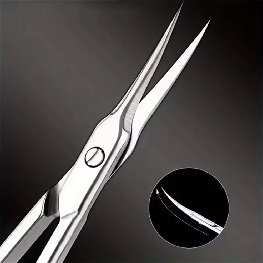 Precision Bending Stainless Steel Scissors - A Multifunctional Beauty Tool for Eyebrow and Makeup Care, with A Non Slip Grip