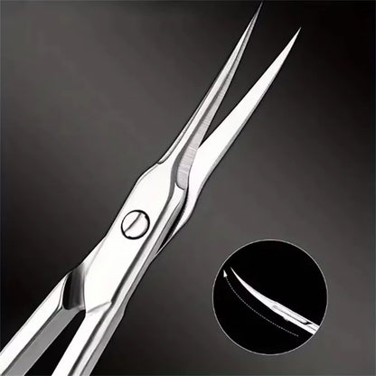 Precision Bending Stainless Steel Scissors - A Multifunctional Beauty Tool for Eyebrow and Makeup Care, with A Non Slip Grip