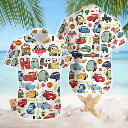 Disney Personalizes Lightning Mcqueen Men Women Shirt Cars Movie Hawaiian Shirt Kids Summer Beach Shirt