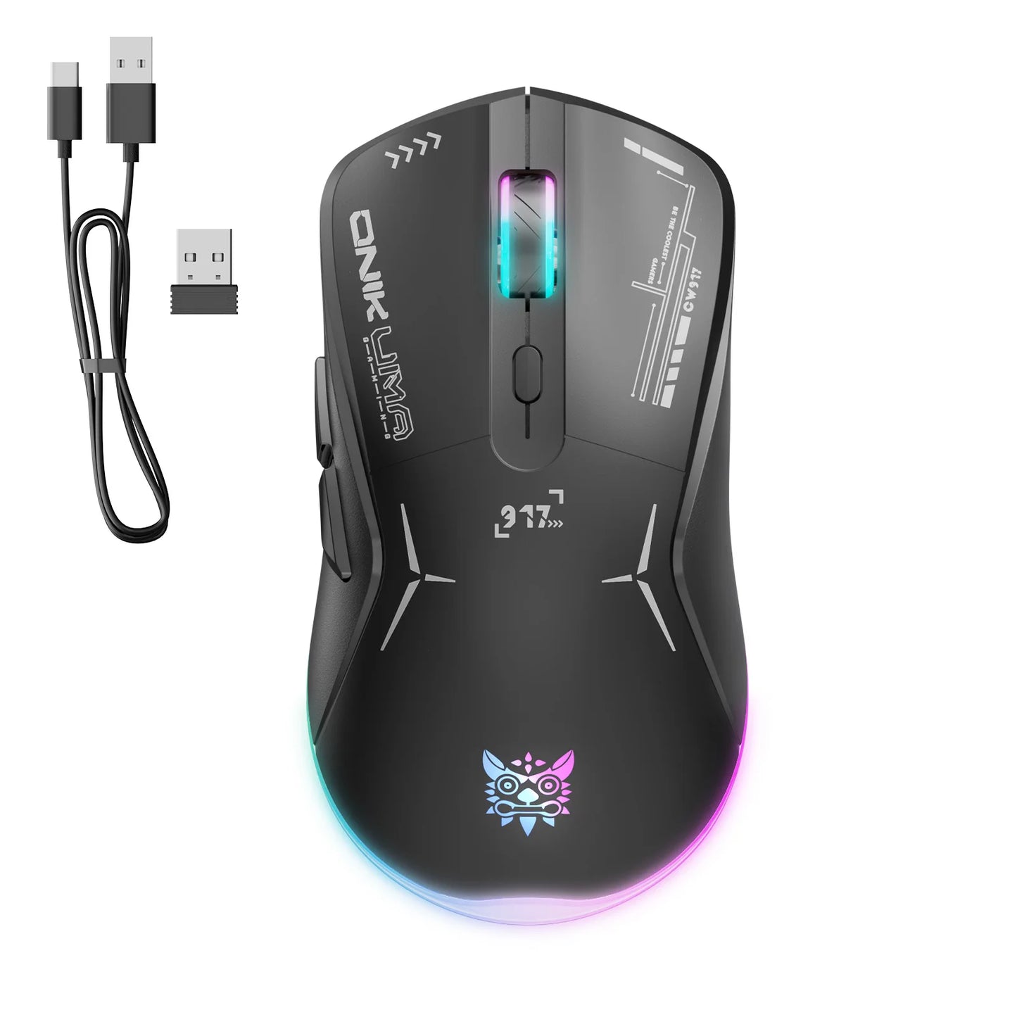 ONIKUMA 2025 New Wireless Mouse Dual-mode Laser 2.4G Game Mechanical Computer E-sports Office Home Computer Luminous