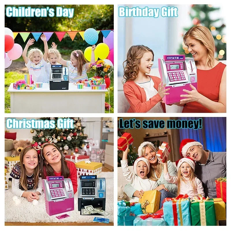 Children ATM Automatic Deposit Teller Machine Toy Smart Password Swipe Card Saving Box Kids Electronic Piggy Bank Christmas Gift