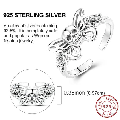 Halloween Earrings Ring Necklace 925 Sterling Silver Sparkling Skull Bow Stud Drop Earring For Women Men Halloween Party Jewelry