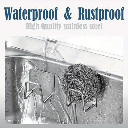 Sponge Holder Kitchen Sink Stainless Steel Sink Shelf Adhesive Holders Drain Drying Rack Wall Hook Accessories Storage Organizer
