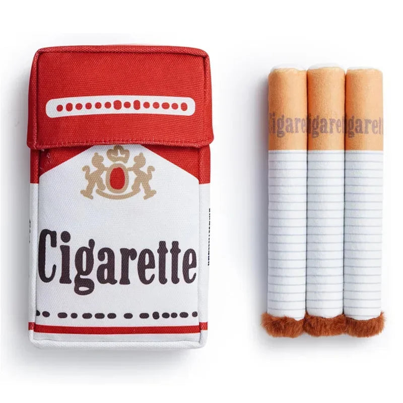 Funny Plush Interactive Cigarette Dog Toy - Good for Chewing A Giggle Gift Box for Dogs Who Love to Play! Accessories Toys Pet