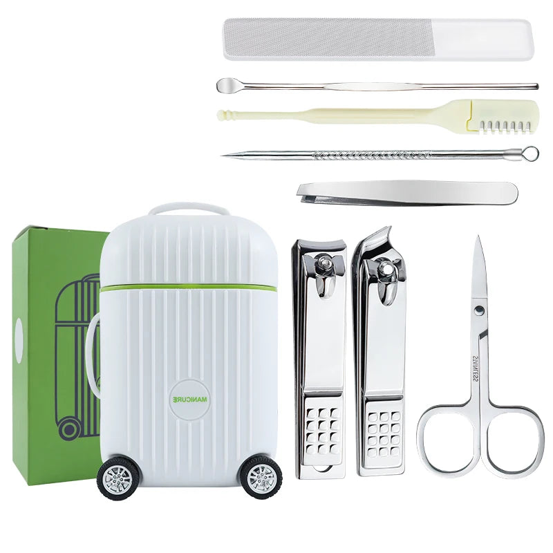 Mini Suitcase Nail Clippers Set Stainless Steel Nail Care Tool Makeup Grooming Gift Kit Portable Beauty Care Accessories