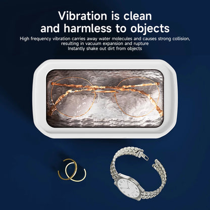 TINSOL New 49KHZ Ultrasonic Cleaner 650ml mini high frequency vibration cleaner for glasses, jewelry, dentures and soothers