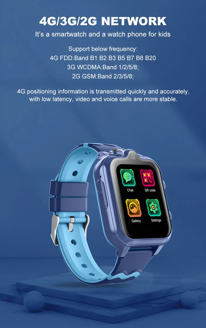 2025 New Smart Watches 4G Kids GPS AGPS LBS SOS Music Playback Dual Camera Smartwatch Waterproof 900mAh Boy Girl Children Gift