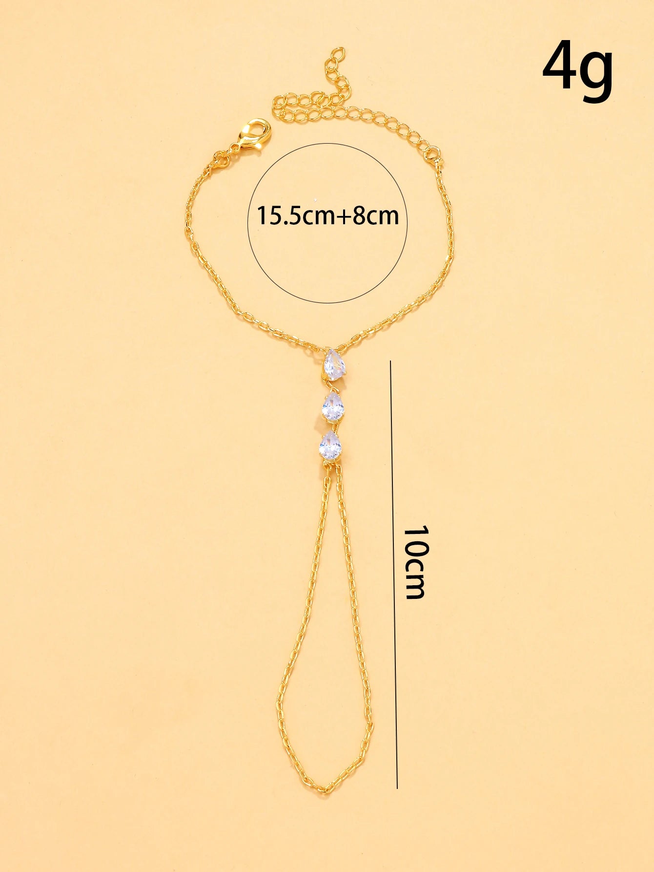 Water drop finger bracelet for summer women, high-end fashion, versatile zircon hand chain, light luxury jewelry