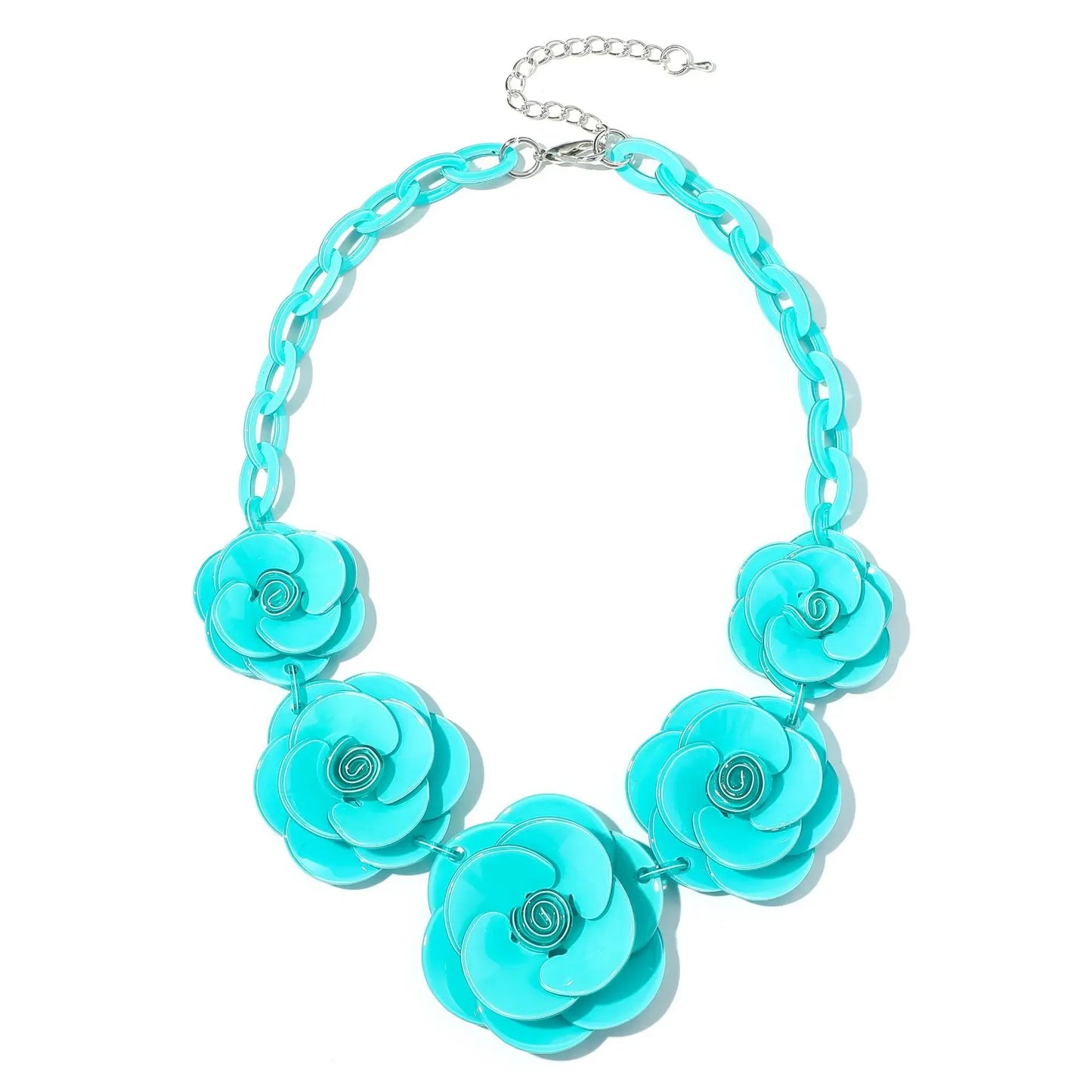 Blucome 2022 New Acrylic Flower Shape Necklace Female Exaggerated Clavicle Sweater Necklace Unique Women Girls Pendant  Jewelry