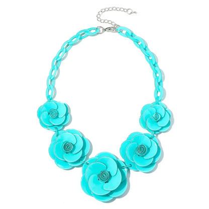 Blucome 2022 New Acrylic Flower Shape Necklace Female Exaggerated Clavicle Sweater Necklace Unique Women Girls Pendant  Jewelry