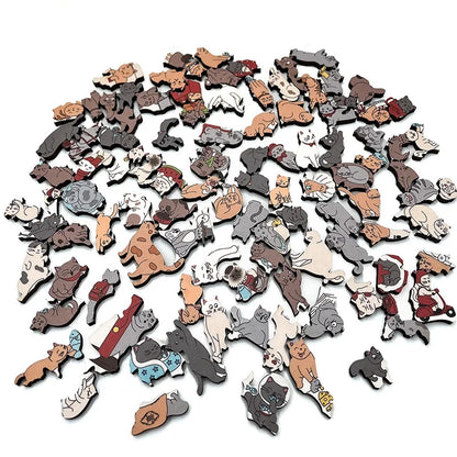 135pcs Cat Shaped Wooden Puzzle montessori Children toys Unique Cat Shape Jigsaw Puzzle Children's Birthday Gift & Home Decor