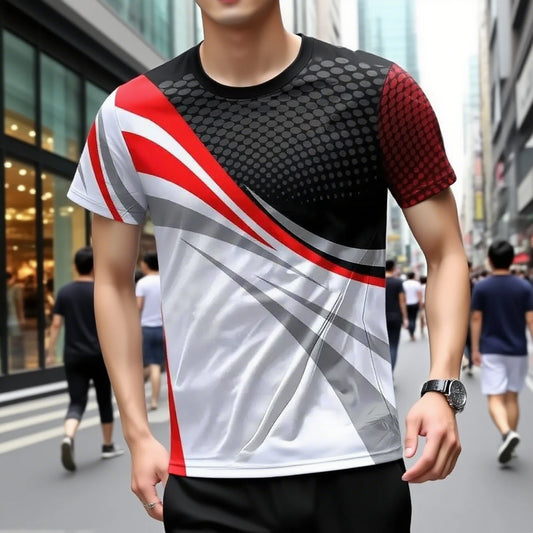 2025 Summer Quick Dry Breathable Men's T Shirt Outdoor Run Fitness Sports Short Sleeve Casual O-Neck Men Gym Sportswear T-Shirt