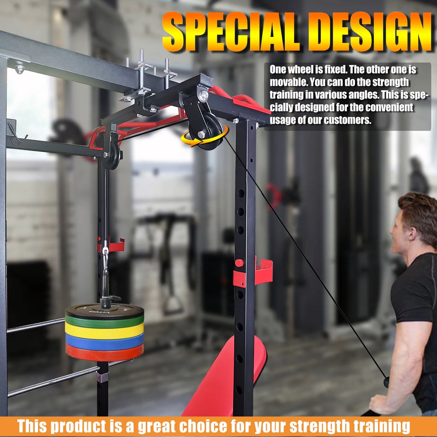 Fitness Pulley  DIY Cable Machine System For Round Metal Tube Home Pull Down Workout Accessories Gym Loading Lifting Back Pullin