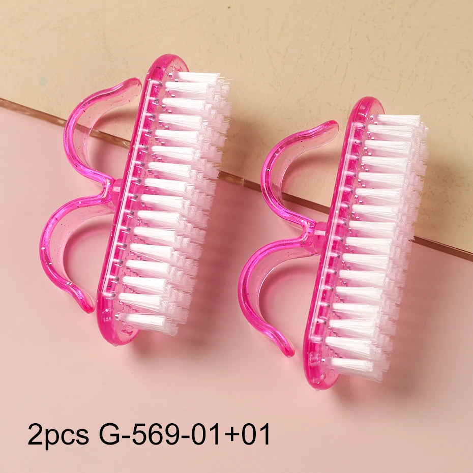 2/3pcs Plastic Nail Brushes Pink Soft Brush Nail Hand Scrubbing Cleaning Brush Dust Cleaner Nail Art Manicure Remover Tools