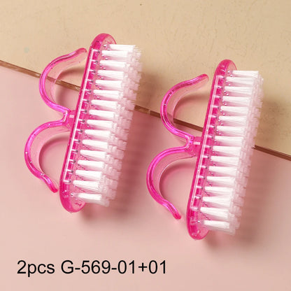 2/3pcs Plastic Nail Brushes Pink Soft Brush Nail Hand Scrubbing Cleaning Brush Dust Cleaner Nail Art Manicure Remover Tools