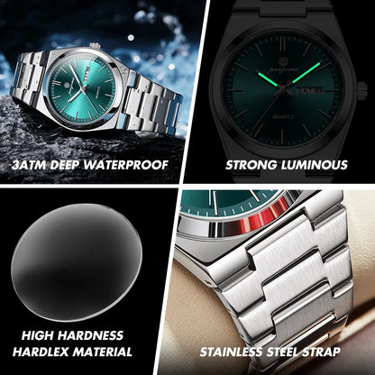 PAAZOMU Luxury Quartz Man Wristwatch Sport Men Watches Waterproof Luminous Date Week Stainless Steel Men's Watch Male Reloj