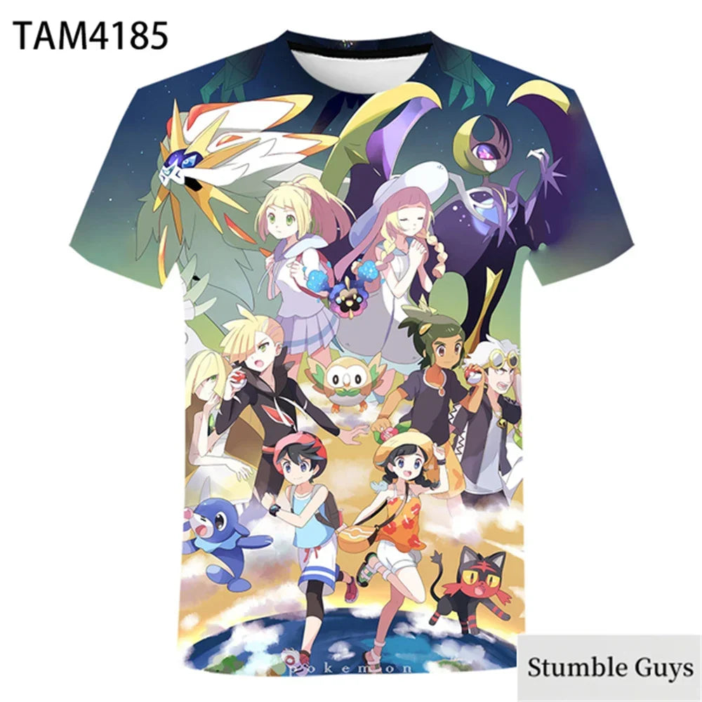 Pokemon 3D T-shirt for Boys and Children T-shirt Pikachu Cartoon Cool T-shirt for Boys and Girls Fashion Men Women Street Tee