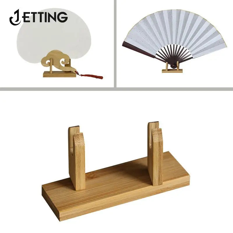 Chinese Durable Base Bamboo Folding Hand Fan Display Stand Folding Hand Fan Stand Display Holder Home Decoration