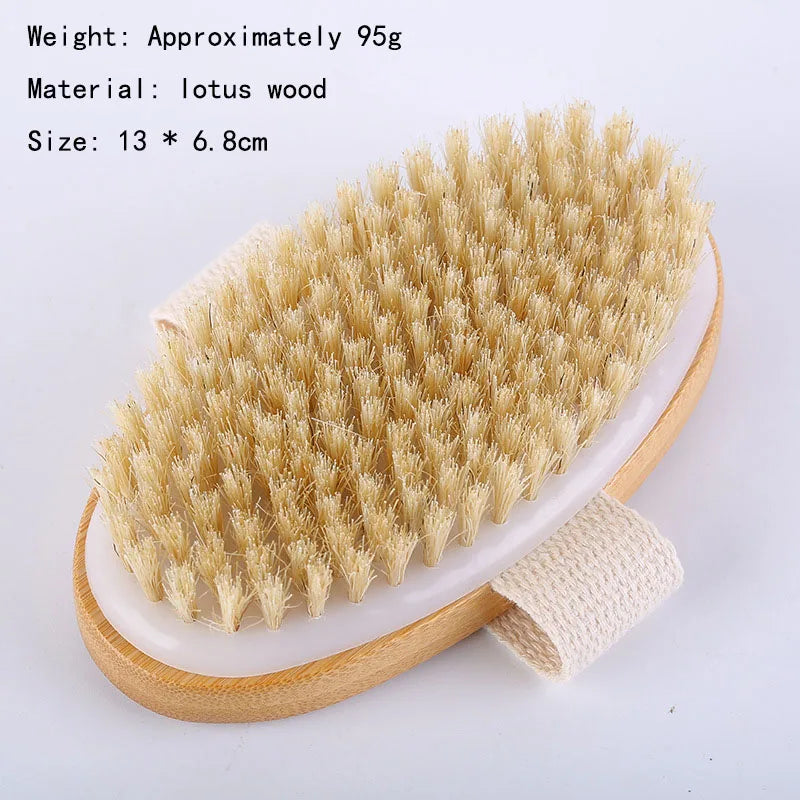 2 in 1 Dry Skin Body Massage Brush Natural Bristle Dead Skin Remover Anti Cellulite Exfoliates Blood Circulation Massage Tools