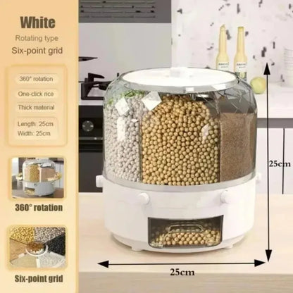 Moisture Proof Rice Bucket Rotating Sealed Grain Bucket Storage Box Practical Storage Box Cereal Dispenser Kitchen Products