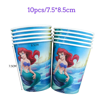 The Little Mermaid Birthday Party Decoration Princess Ariel Paper Napkin Plate Cup Tablecloth Balloons Kids Baby Shower Supplies